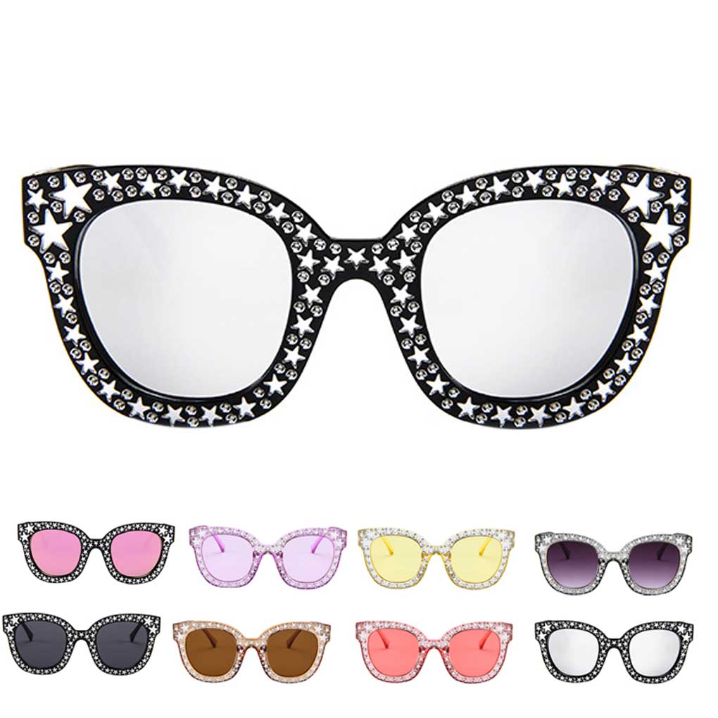 Women Girls Summer Transparent Lens Star Personality Punk Eyeglasses Retro Eyewear