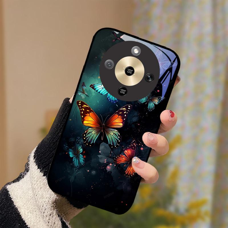 For Honor X9d 5G Case Fashion Tempered Glass Back Cover For Honor X9d 6.79" Bumper Camera Protection Shockproof Fundas Coque