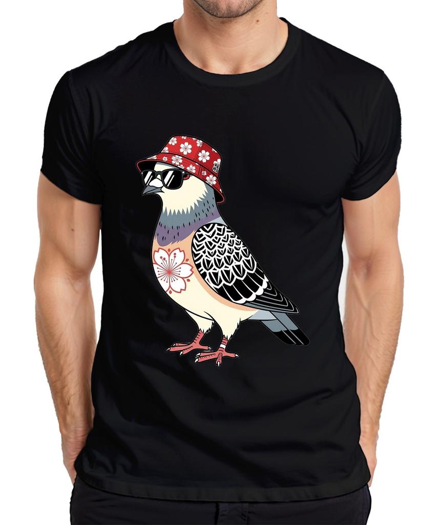 Cool Dove Sunglasses Sakura Fishing Hat Japan Streetwear Bird Men's T-Shirt-