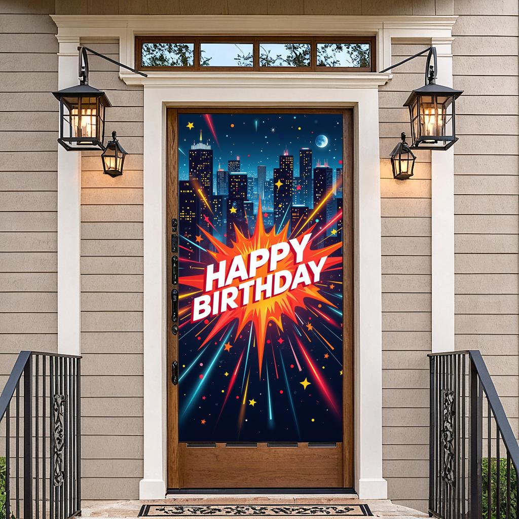 Festive Wall Poster Event Setting Birthday Backdrop For Gathering Festivity Indoor