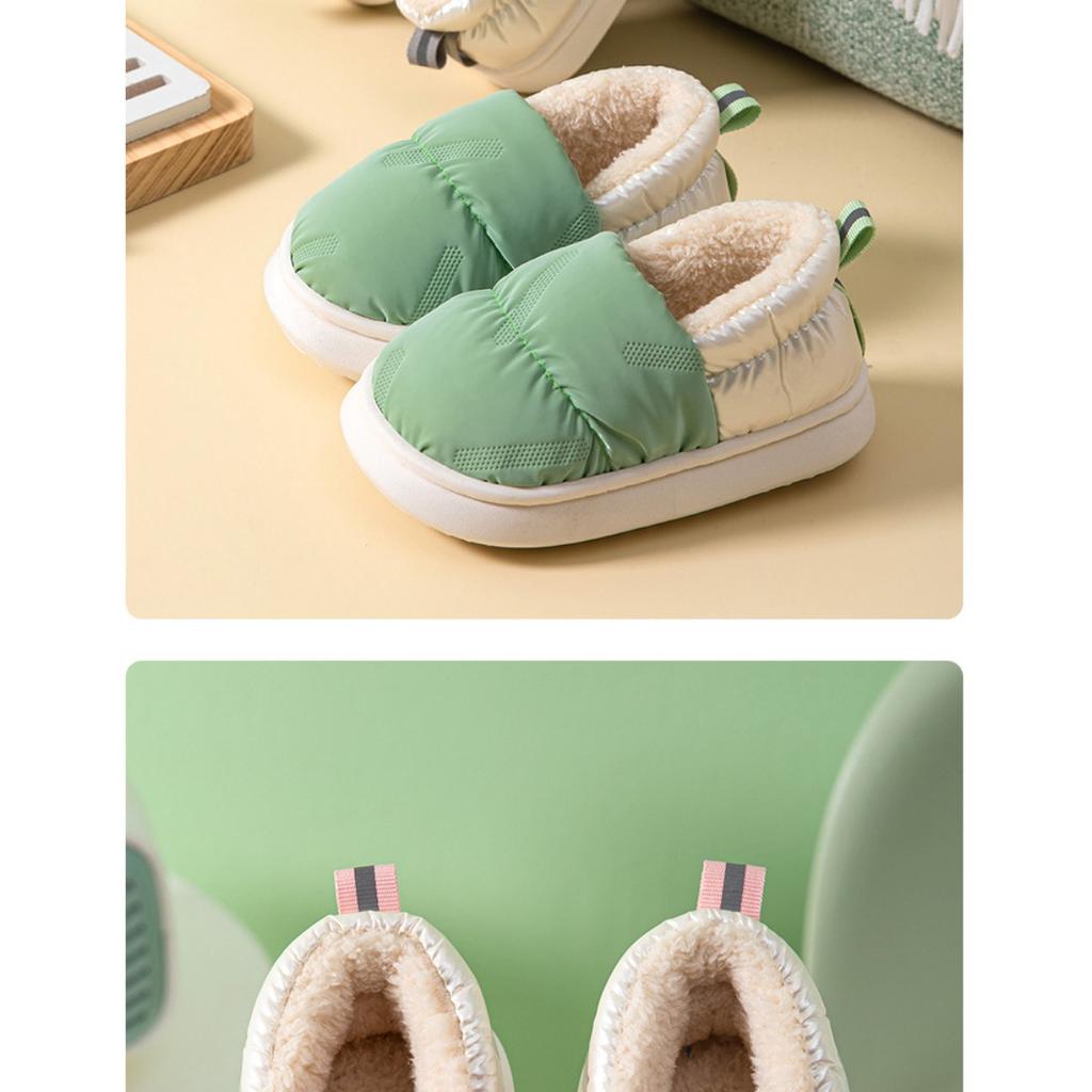 Children's Cotton Slippers Winter Bag Heel Waterproof and Anti Slip Small, Medium and Large Boys and Girls Thick Soft Sole with Plush Cotton Shoes