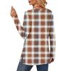 Women's Checkered Printed Round-neck Long-sleeved Top With Pockets And Side Slits