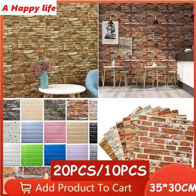 10 adet/20 adet 3D Tuğla Duvar Çıkartmaları Kendinden Yapışkanlı Duvar Kağıdı Dekor Köpük Su Geçirmez Duvar Kaplama Duvar Kağıdı Oturma Odası DIY Arka Plan