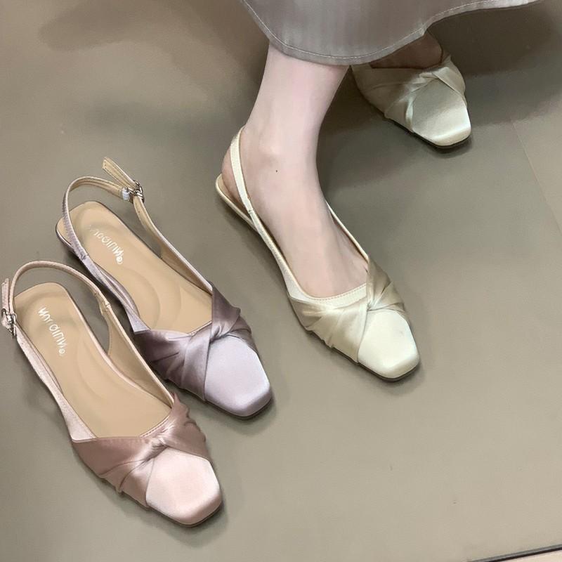 Fashion Bow Elegant Women Sandals Flats Fashion Slingback Shoes Summer Woman Dress Designer Slippers 2025 New Slides Sandalias De Mujer
