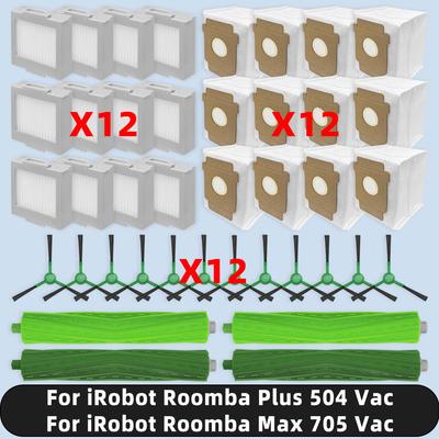 Compatible For ( iRobot Roomba Plus 504 Vac / Roomba Max 705 Vac ) Parts Accessories Roller Side Brush HEPA Filter Dust Bag