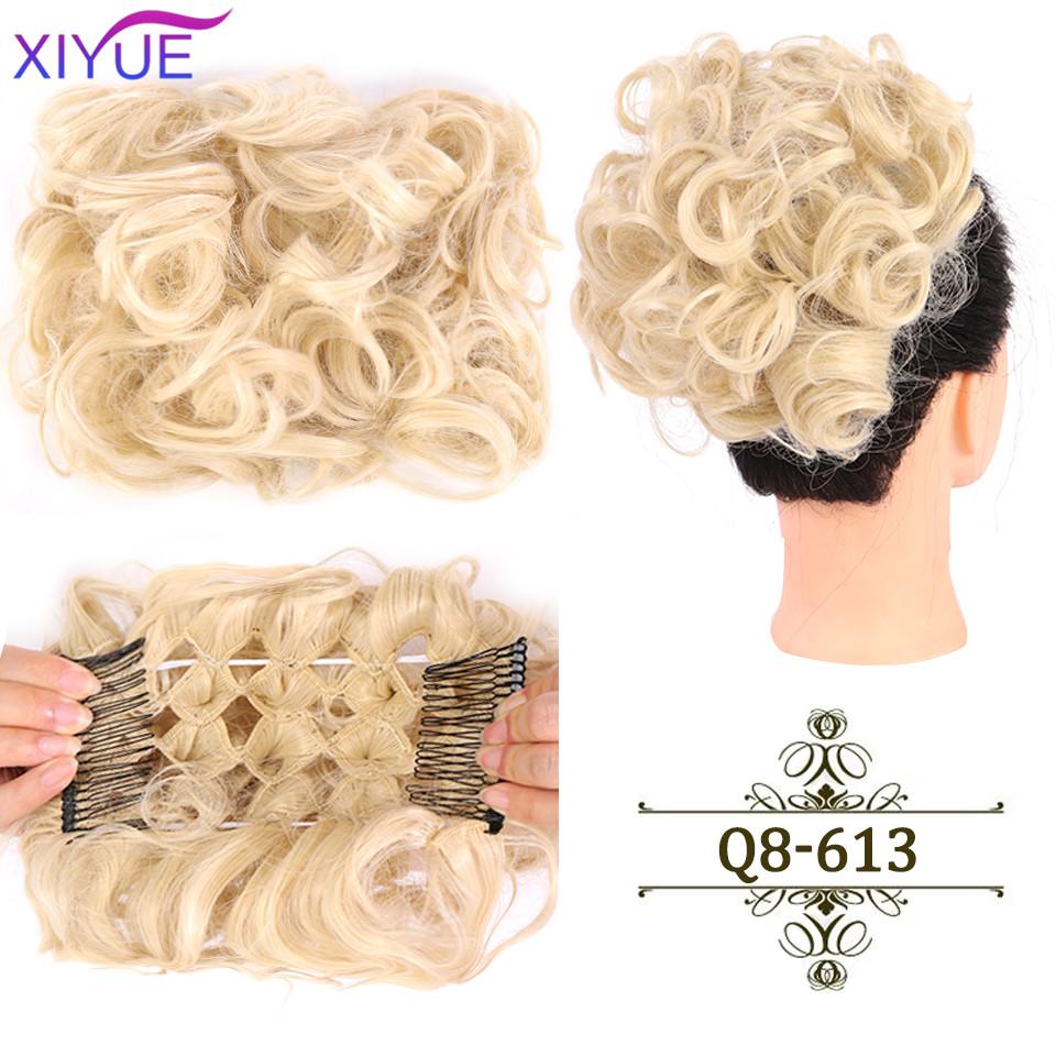 LARGE Comb Clip In Curly Hair Extension Synthetic Hair Pieces Chignon Women Updo Cover Hairpiece Extension Hair Bun