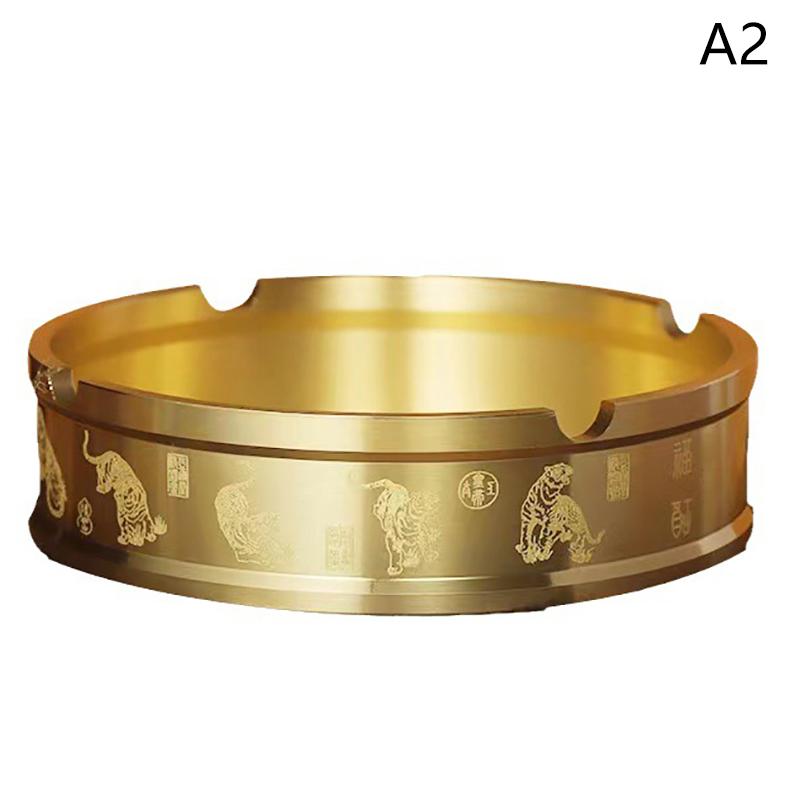 Portable Office Household Metal Indoor Large Ashtrays Ashtray Round Brass Tabletop Holder Simple Living Room Ashtray For Outdoor