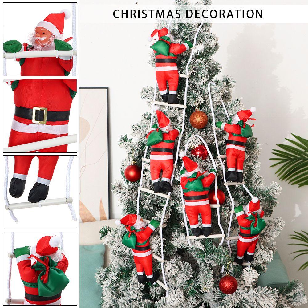 Hanging Decor Cartoon Window Decor Xmas Ornaments Santa Claus Party Ornament Climb Ladder Doll