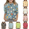 Kids Animal Print Crew Neck Three Quarter Sleeve Casual T Shirt Soft Comfortable Fabric Suitable for Everyday Wear and Play