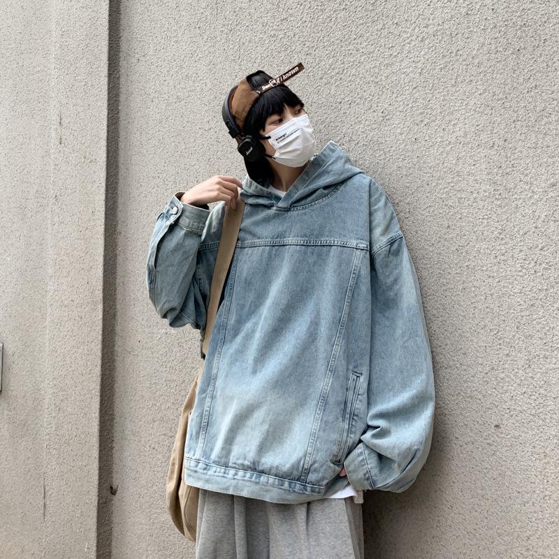 2023 Retro Washed Denim Hoodie Jacket - Unisex High Street Style