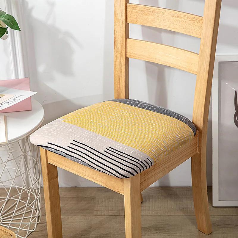 Stretch Printed Chair Seat Cushion Covers For Dining Room Chair Cover For Wedding Banquet Seat Chair Slipcover Home Decor