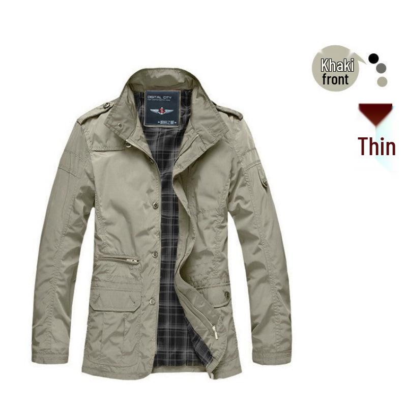 Giacca a vento da uomo taglie forti slim fit di media lunghezza 2026 - Trench casual in cotone per primavera/autunno