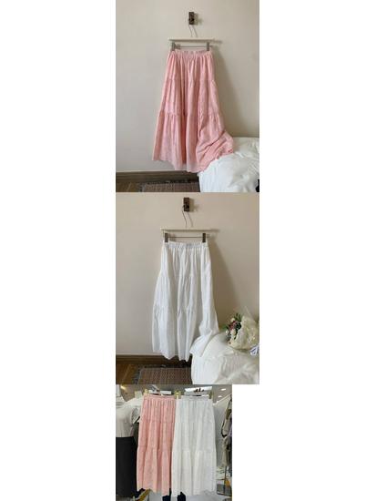 Embroidered Fairy Korean Patchwork Skirt: Fluffy, Medium-Long, Solid Color, Summer Design