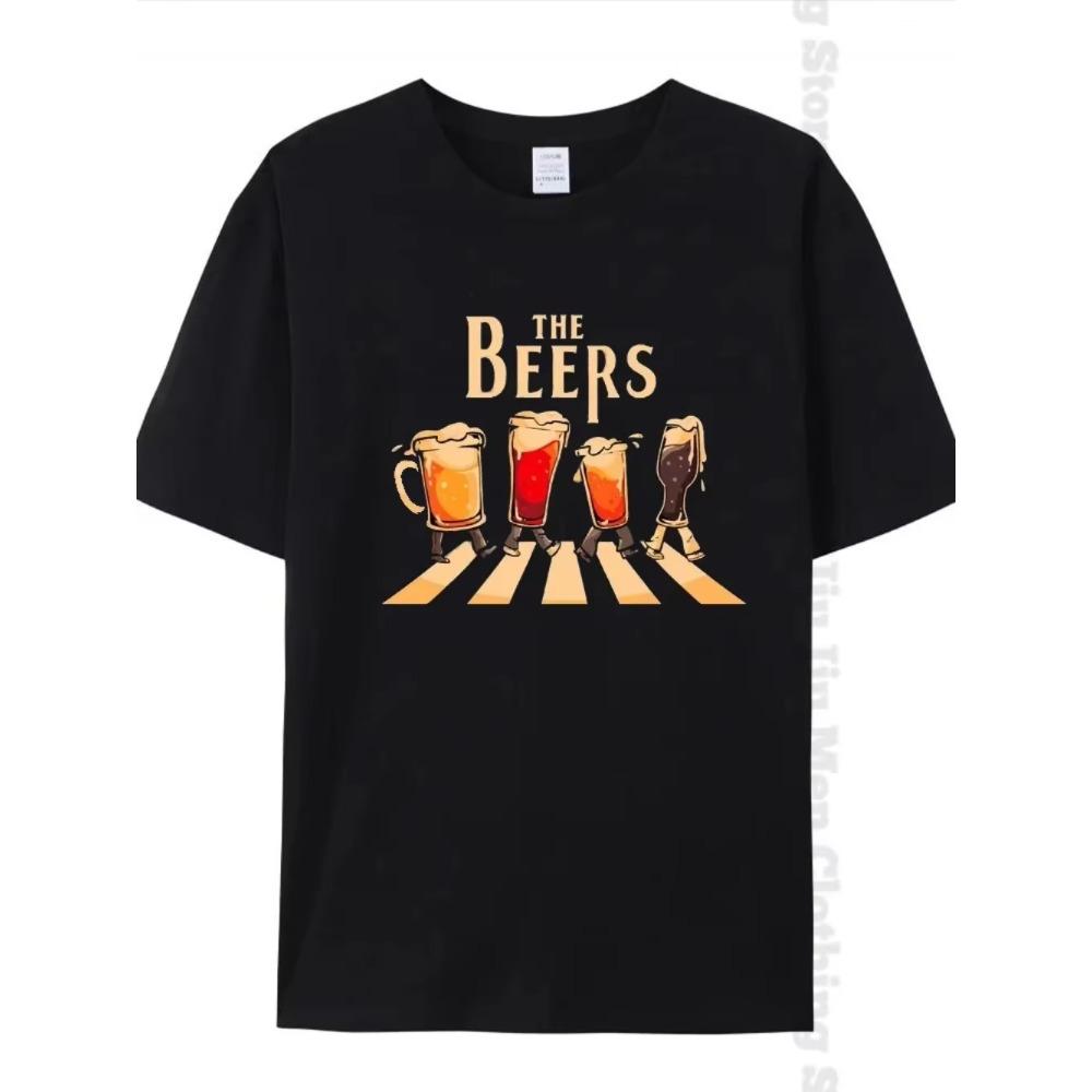 The Beers Printing Vīriešu T krekli Elpojoši zīmola topi Street Fashion T-krekls Vīriešu ikdienas vasaras brīvi lielizmēra T-krekli