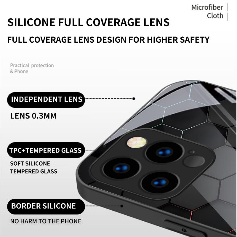 Obudowa z hartowanego szkła Sześciokątny wzór plastra miodu Drukowana osłona ochronna Miękka obudowa TPU Shell dla Xiaomi Redmi