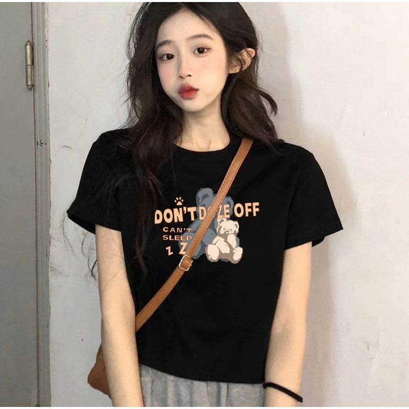 Round Neck Dressing Short T-shirt Shirt for Girls In Summer New Design Pure and Slim Body