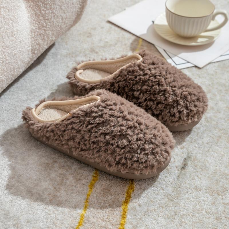 Autumn and Winter New Plush Cotton Slippers Indoor Household Plush Thickened Warm Couple Cotton Slippers