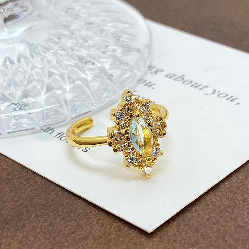 Blind Box Medieval Vintage Gold Niche Retro High-End Open Ring Color Treasure Light Luxury Ring Woman