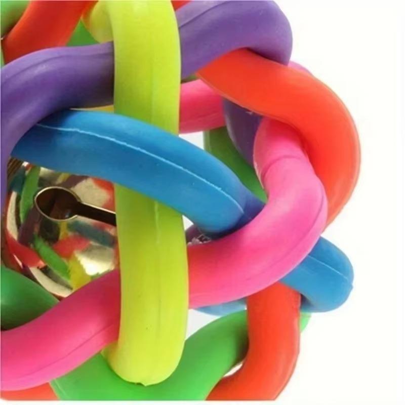 PVC Material Colorful Bell Toy Ball Pet Cat Dog Interactive Chewing Toy Pet Toy Ball Rainbow Bell Ball Creative Dog Rainbow Ball