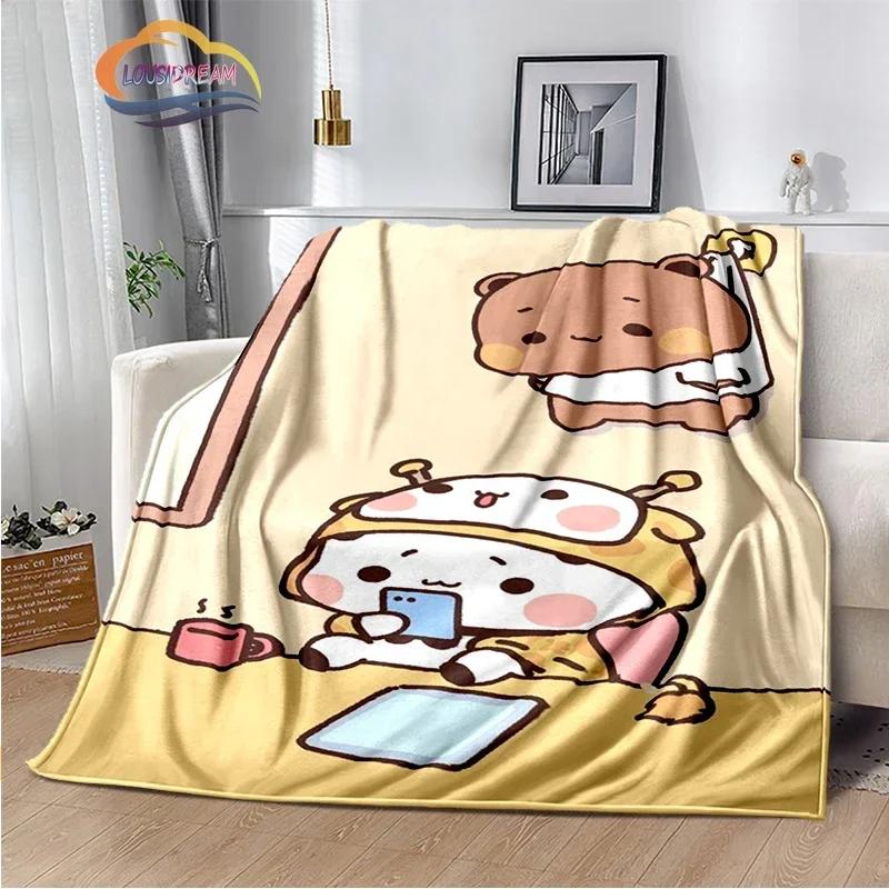Cartoon Print Bear and Pa Blanket Cute Bubu  Dudu Series  Kids Warm Flannel Soft Comfortable Home Bed