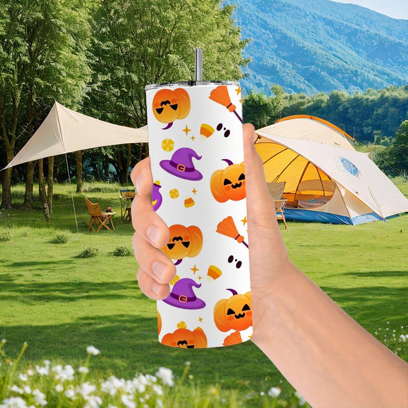 Straight Cup 591ml Halloween elements Straw Cup Gift Cup Hot Cold Tumbler Insulated Travel Cup Portable Tumbler