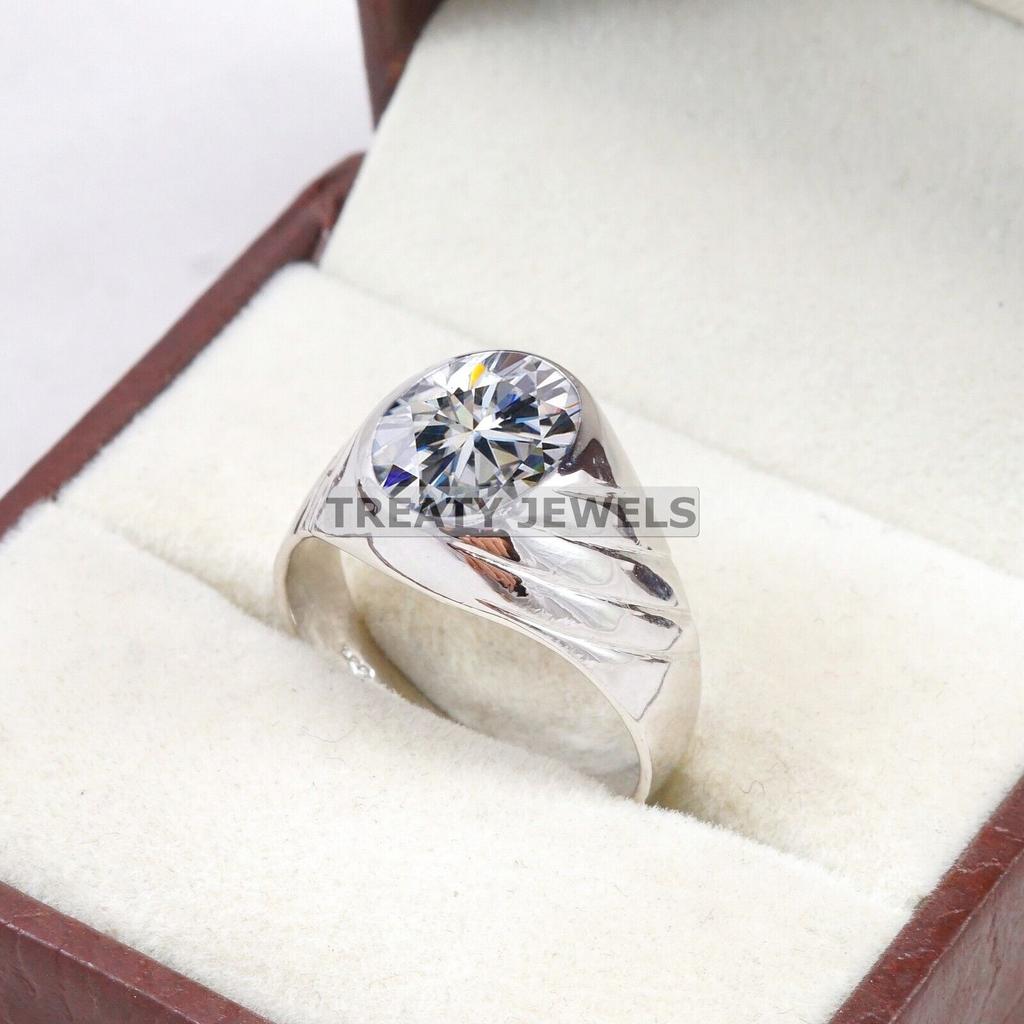 Moissanite Oval Cut Gemstone With 925 Sterling Silver Ring For Men's #B305 JL375681959423
