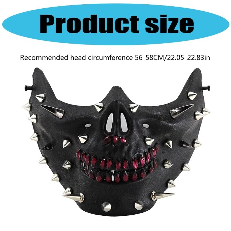Rhinestones Rivet Mask Masquerade Mask Half Face Mask Halloween Cosplay Accessories for Women Men Masquerade Cosplay