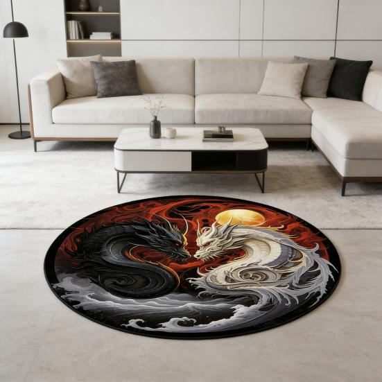 Yousheng 3D Dragon Bathroom Rug Absorbent Floor Mat with Anti-Slip Backing Realistic Dragon Decorative Rug for Bedroom Living Room Playroom