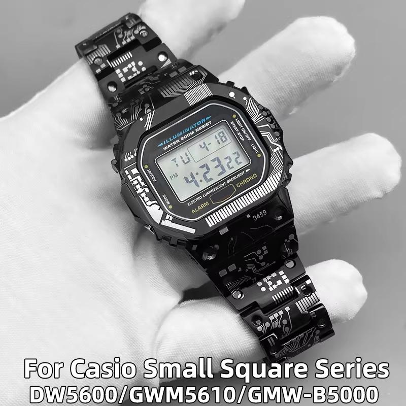 Titanium Alloy Strap For Casio GMW5610/DW5600 Circuit Board Titanium Alloy Modification Accessories, Small Square strapGMW-B5000