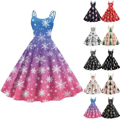 Modisches, weihnachtlich bedrucktes, sexy, trägerloses Gothic-Cocktailkleid für Damen, Punk-Vintage-Kleid.