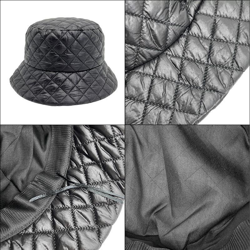 Ultra Light Down Cotton Rhombus Bucket Hat Warm Hat Winter Women Fashion Show Washbasin Hat Wild Hat Tide