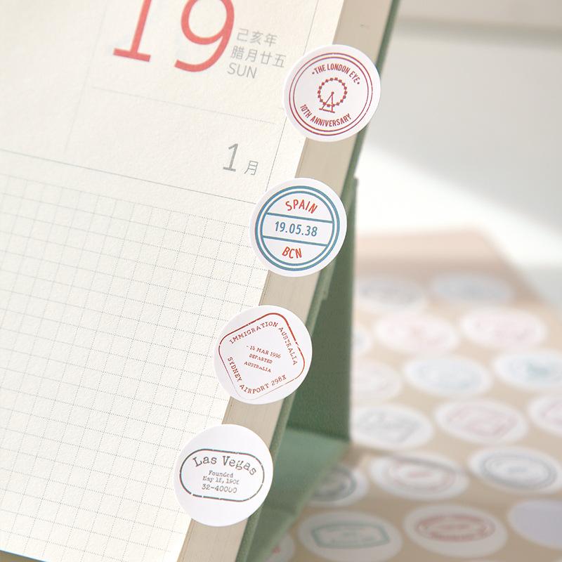 1 Sheets Retro Diary Decoration Sticker Stationery Morandi Postmark Dot Sticker Diy Journal Planner