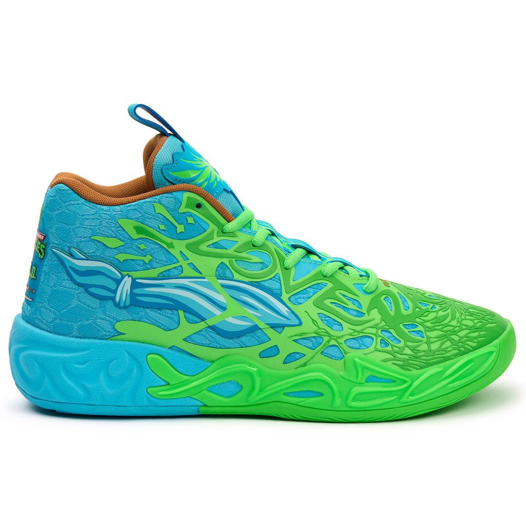 Zapatillas Unisex Teenage Mutant Ninja Turtles x Puma MB.04 Leonardo & Michelangelo Verde Flúor-Verde-Pes Azul Aguamarina Brillante 311307-01