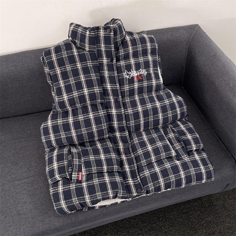 Unisex Retro Rutig Bomull Ärmlös Väst - Casual Lager-Ytterplagg för Höst/Vinter