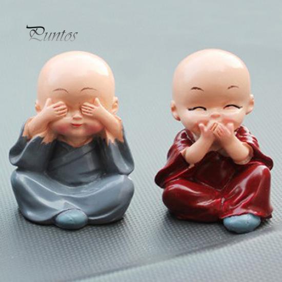 4Pcs Car Cute Cartoon Miniature Monks Micro Landscape