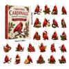 2026 Christmas Countdown Calenda, 24 Vintage-Style Cardinal Acrylic Christmas Ornament,Holiday Gift for Christmas