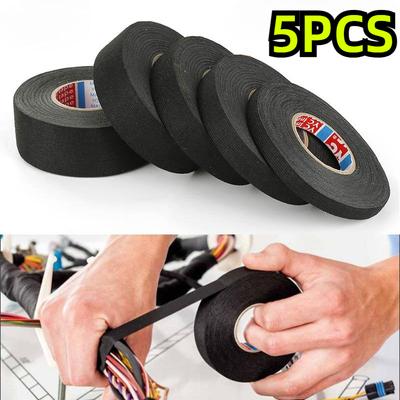 5 STÜCKE hitzebeständiges selbstklebendes Stoffgewebeband für Automobilkabelband Kabelbaum elektrisches Wärmeband