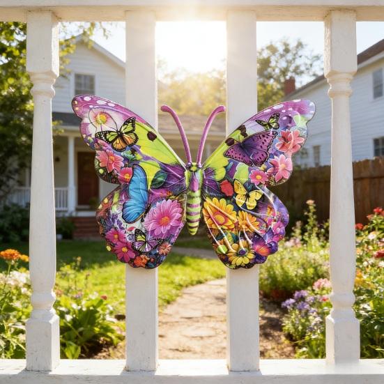3Pcs Colorful Butterfly Wall Decoration, Weather-proof Butterfly Shape Wall Art, Metal Butterfly Hanging Ornament for Home, Garden, Yard, Patio