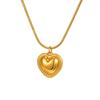 Jewelry Stainless Steel Round Snake Chain Heart 18K Gold Necklace Earrings Women'S Fashion Accessories 2106