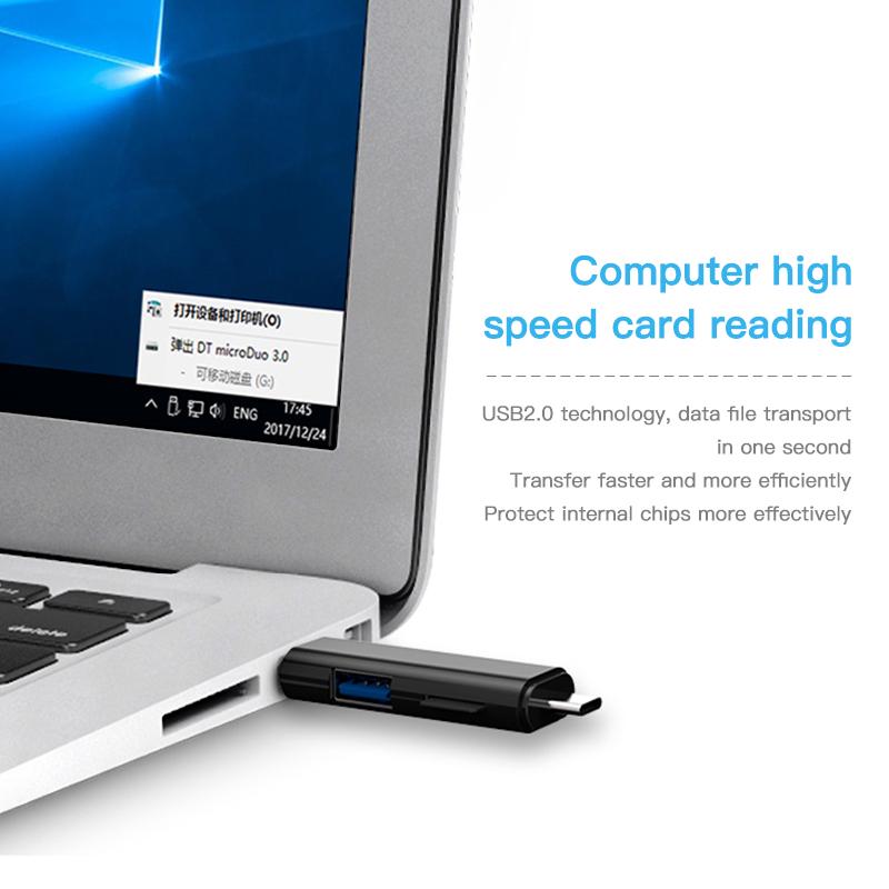 Type C&MicroUSB & USB 3 In 1 OTG Card Reader High-speed Universal OTG TF/USB for Android Computer Extension Headers