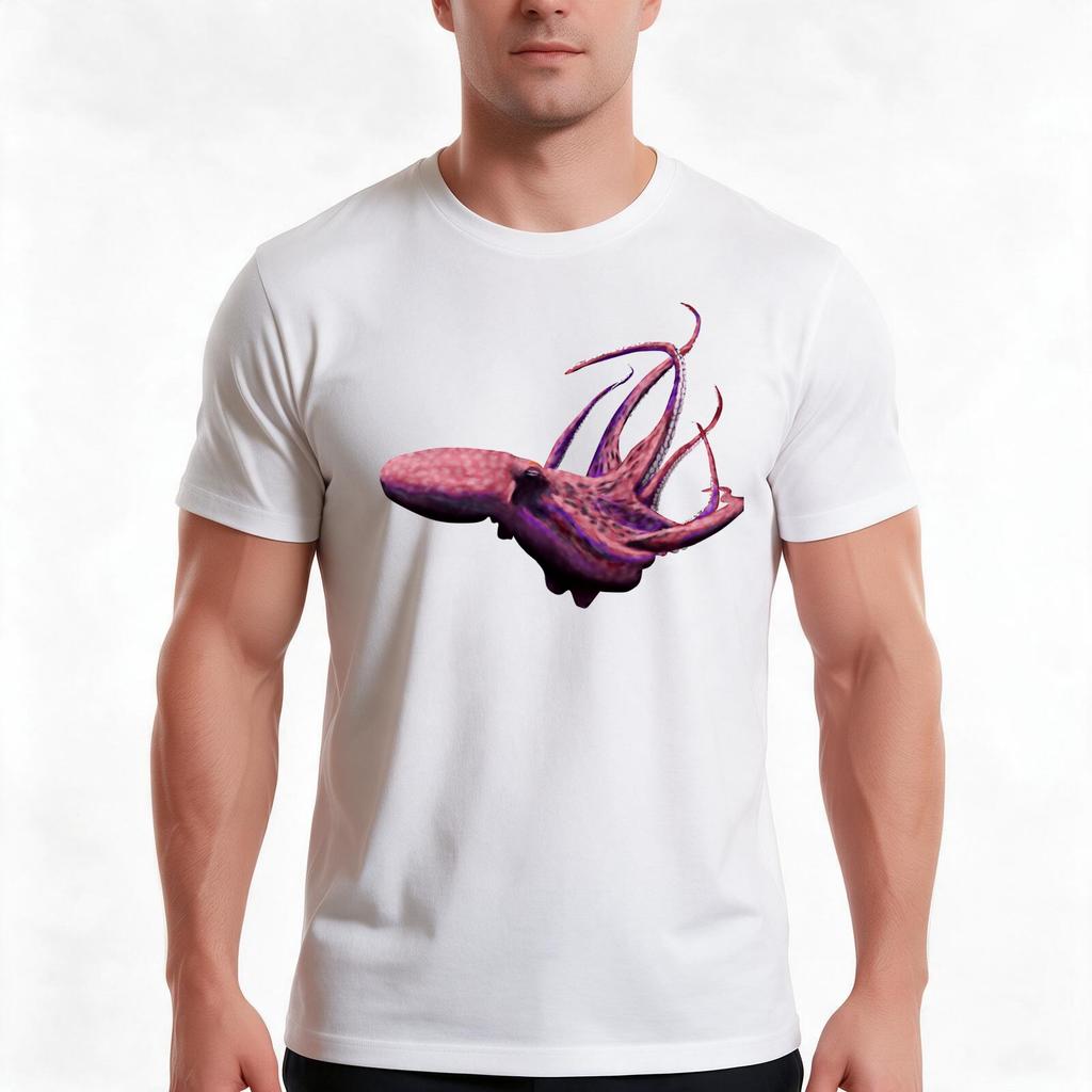Octopus On Black Tshirt Summer Casual Cotton Tee Oversized Streetwear Tops Vintage Graphic Print Loose Fit Short Sleeve
