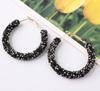 Asymmetric Women's Black Hanging Earrings Hollow Crystal Drop Earrings Rock Geometric Statement Dangle Earrings Aretes