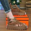 Popular retro thick-soled Roman sandals women's 2025 summer new lightweight hollowed-out small height-increasing woven sandals