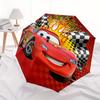 1 Stück Lightning McQueen Renn-Thema Auto-Auf-Zu-Schirm - Tragbares 3-fach faltbares Design, 8-Rippen-Eisenrahmen Outdoor-Schirm, Perfektes Geschenk für Fa