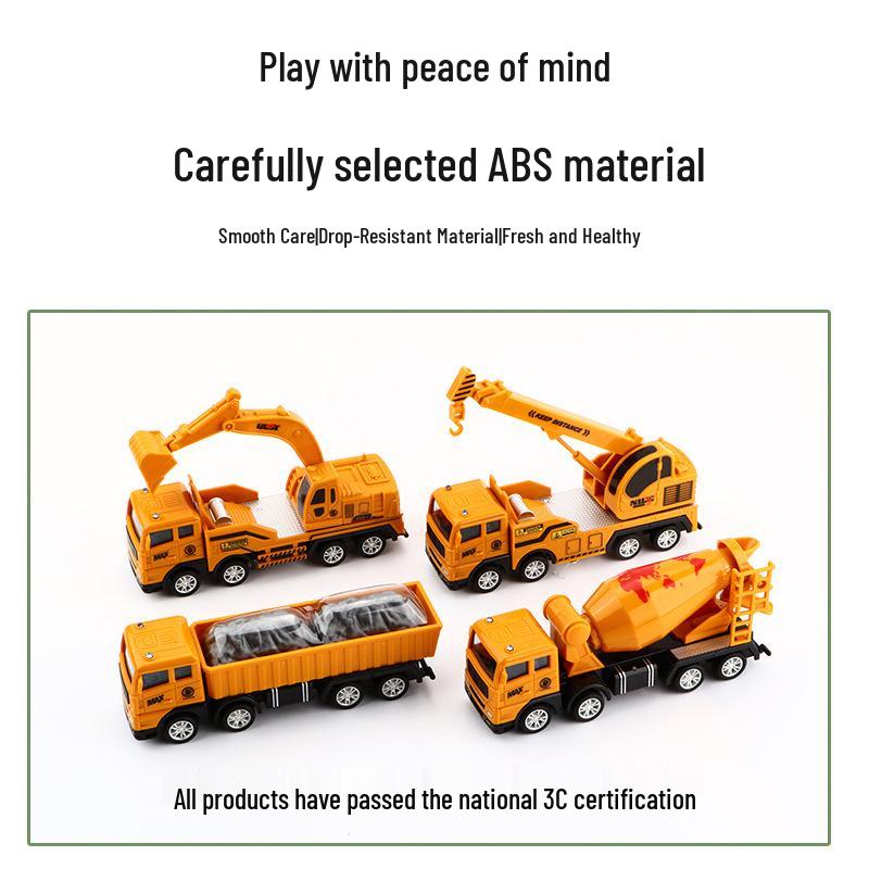 Kids' Inertial Engineering Vehicle Set: Excavator, Bulldozer, Forklift, Loader, Crane Toy Models