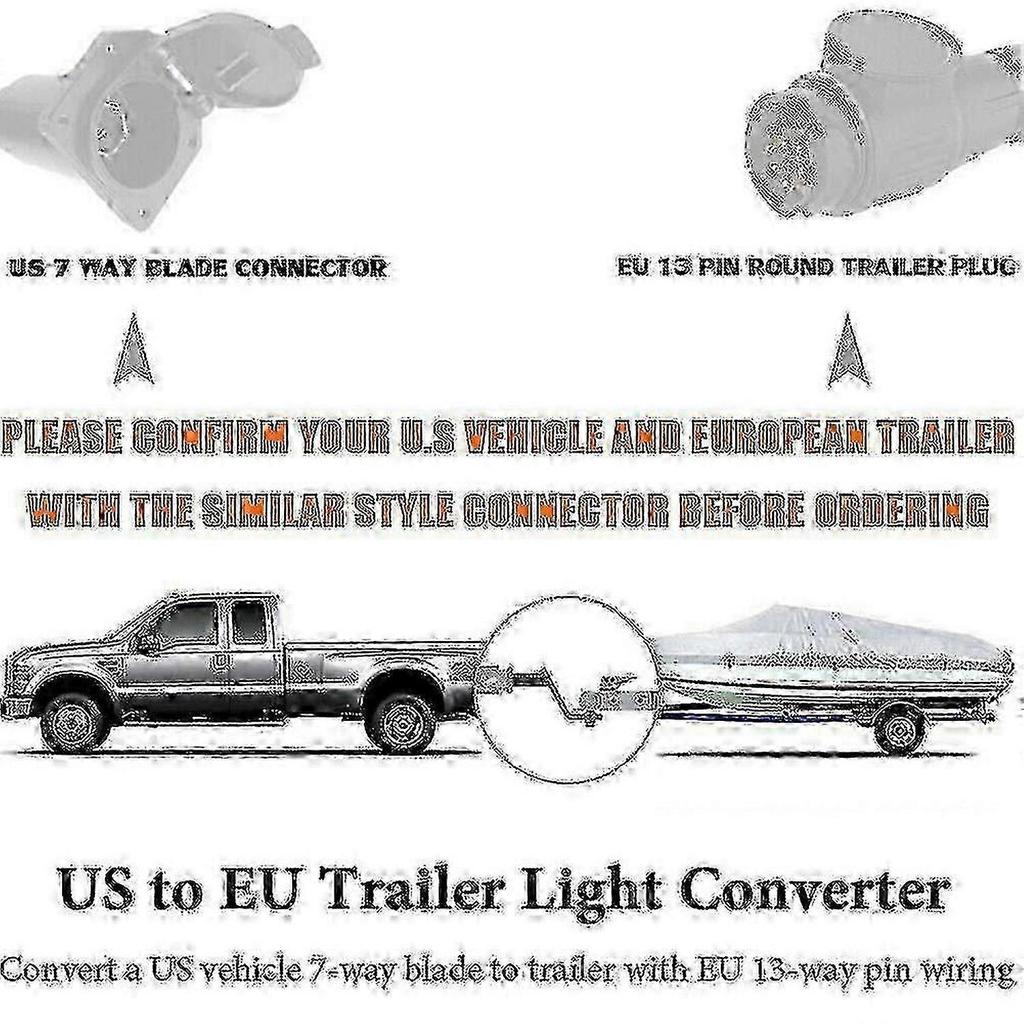 Usa To European Trailer Light Converter 7 Way Flat Socket (us Vehicle) To 13-pin Round Plug (eu Tra