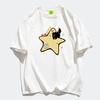 Large size fat sister pure cotton American front shoulder short-sleeved t-shirt women's summer niche design sense high street top season ins trendy