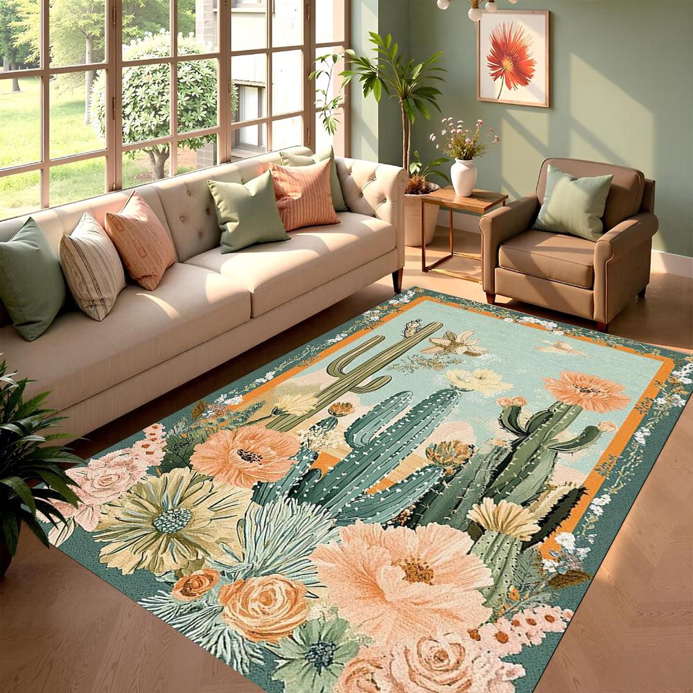 

Ethnic Style Illustrations Area Rug Deer Floral Print Bohemian Home Decor Carpet Soft Non-Slip Floormat for Living Room Bedroom 40x60cm