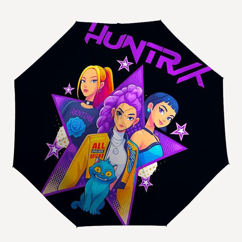 

1pc K-POP hunter X Automatic Opening/Closing Umbrella with Convenient Three-Fold Design, 8 Iron Ribs - for Outdoor Daily Use, Travel A36