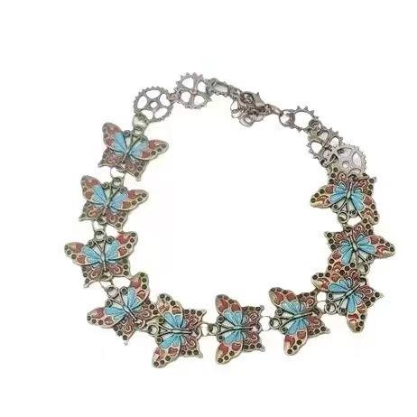 

Niche metal mechanical sense old butterfly cyberpunk collar choker neck chain y1k spice girl necklace new